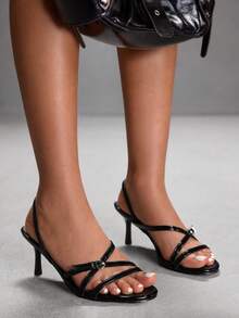 CUCCOO SZL Sandal Hak Tinggi Wanita Elegan untuk Perjalanan, Cocok untuk Hari Valentine - Hitam - View 7