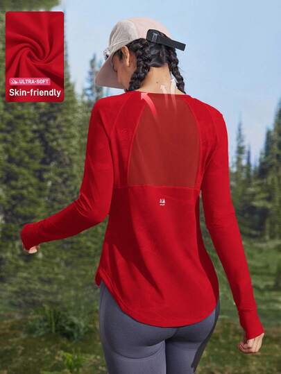 In My Nature Camiseta de manga corta con parches de malla elástica y transpirable para yoga, pilates, fitness y entrenamiento de carrera para mujer, color morado, para verano