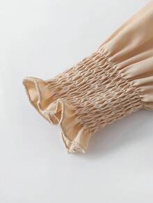 SHEIN 2pcs/Set Tween Girls Traditional Arabic Dress, Long Sleeve Robe + Abaya Set - Khaki - View 6