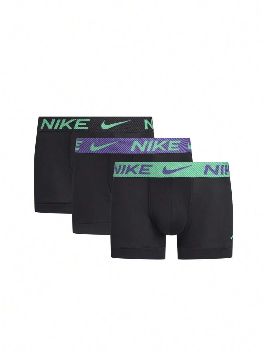 Nike 3 Pack Men's Boxer Briefs - BLACK / GREEN /WLD VIOLET/BLACK TEXT WB - View 1