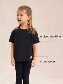GLOWMODE Kids Wear Pima Cotton Fun Seeker Ultra-Soft Stretchy Breathable Oversized Fit Unisex Ribbed Crew Neck T-Shirt Woven Label Daily Casual Wear - Black - View 3