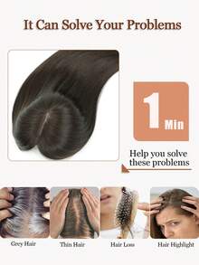 ZERO-NET 16英寸直髮飾品5.5"x5.5"基底尺寸女性適用稀疏發絲飾品，髮片髮帶，真人髮條，夾式真人頭髮加法