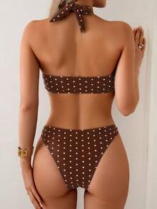 Swim Basics Bộ bikini 2 mảnh in họa tiết chấm bi nhiệt đới dành cho nữ, thích hợp cho kỳ nghỉ thường ngày. - Nhiều màu - Xem 2