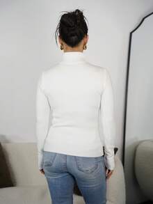 SAYEHFBABY 高领保暖内衬修身保暖长袖毛衣，秋冬 - 白色 - 查看 2