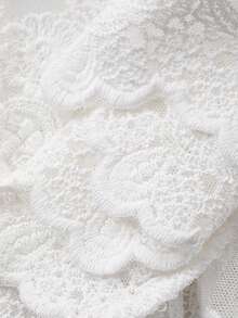 FRIFUL 女士纯色蕾丝荷叶边休闲半身裙 - 白色 - 查看 3