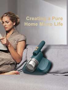 Teckwe 1 pieza Aspiradora inalámbrica portátil para eliminar ácaros con filtración HEPA, succión potente de 10kPa, luz UV, bajo nivel de ruido, larga duración de batería de 1200mAh, fácil de usar, color blanco, gris o rosa, ideal para mascotas, hogar, dormitorio, sala de estar, alfombras, camas, colchones y sofás, limpieza profunda y reducción de alérgenos. - Multicolor - Ver 5