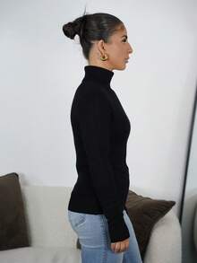SAYEHFBABY 高领保暖内衬修身长袖毛衣，秋冬季保暖内衣 - 黑色 - 查看 4