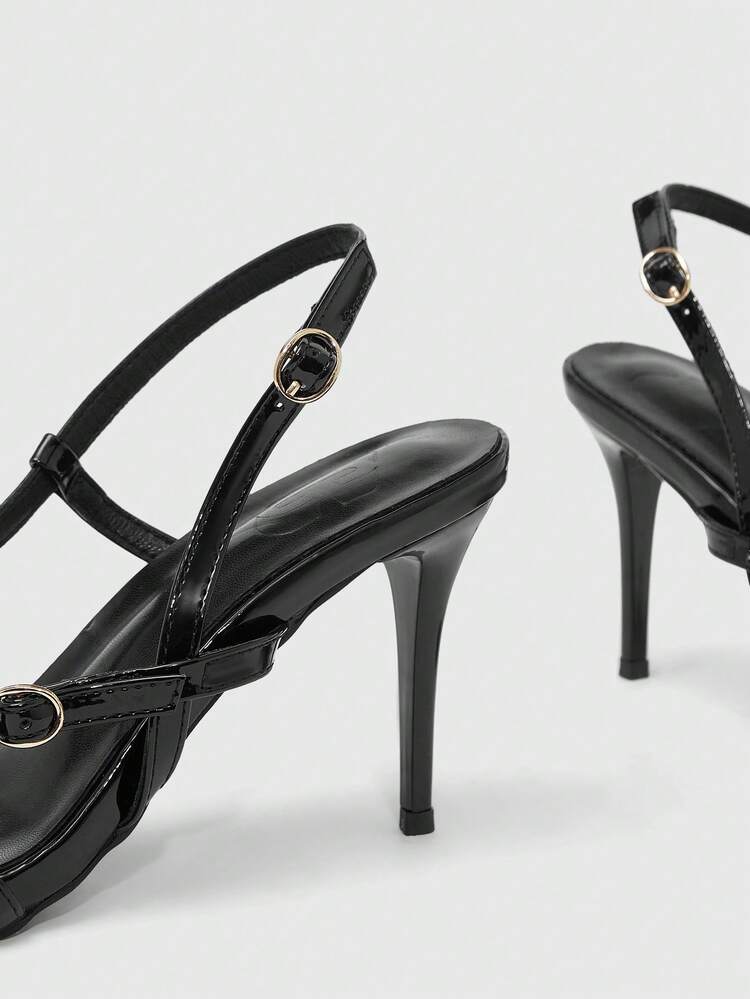 CUCCOO SZL Women's Fashionable High Heel Sexy Sandals With Black Buckle, Suitable For Daily Wear Prom Heels