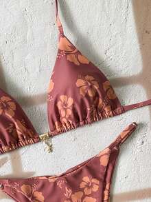 Swim Vcay Women's Tropical Print Two Pieces Bikini Set, Casual Holiday Style - Multicolor - View 4