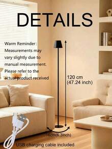 1个可充电简约落地灯，亮度可调，可作桌面阅读灯、立式氛围灯、触摸开关，适用于卧室、客厅、床头装饰灯、夜灯。 - 彩色 - 查看 11
