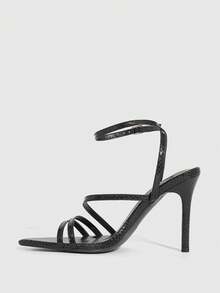 CUCCOO SZL Women's Elegant Pointed Toe Heeled Sandals For Commuting Valentine's Day - Black - View 5