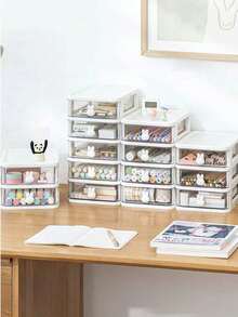 多层抽屉收纳盒，珠宝收纳盒，饰品盒，珠宝展示盒，桌面抽屉收纳盒，可堆叠，防尘抗氧化多功能珠宝盒，可拆卸，大容量，化妆品收纳盒，桌面整理盒，抽屉式化妆品收纳盒 - 彩色 - 查看 5