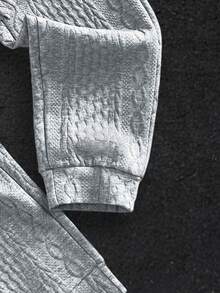 HIMLAND Men's Casual Textured Fabric Drawstring Waist Slant Pocket Pants - Grey - View 4