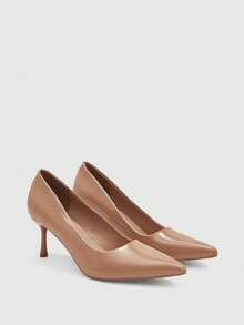 CUCCOO BIZCHIC 女士尖头细高跟酒红色高跟鞋，简约舒适，适合日常通勤、百搭的OL鞋，优雅时尚性感，适合工作、派对、宴会和圣诞节等场合。 - 鏡面杏92 - 查看 2