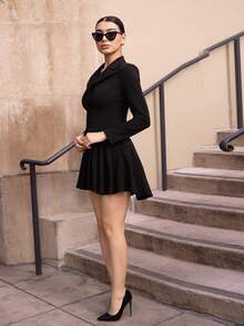 Andrea Bello 女士迷你连衣裙，适合节日、新年、情人节穿着 - 黑色 - 查看 3