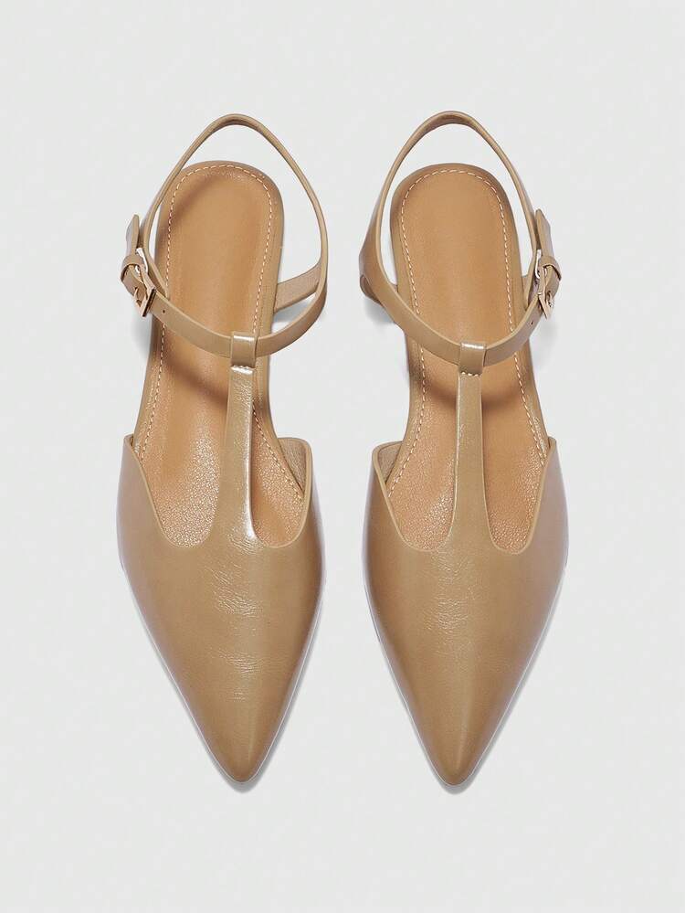 CUCCOO BIZCHIC Casual Versatile Commuter Pointed Toe Buckle Flat Sandals Spring Shoes