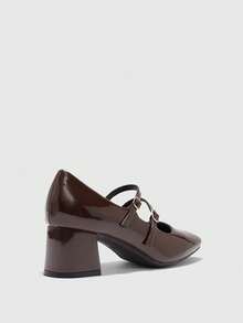 CUCCOO BIZCHIC Giày cao gót đế xuồng kiểu Mary Jane đơn giản dành cho nữ, thích hợp cho lễ Halloween. - Màu nâu cà phê đậm - Xem 9