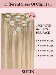 7PCS Straight Clip In Hair Extensions 100% Real Human Hair 14-24 Inch 115G Double Weft Invisible Clip Hair Extensions Remy Natural Human Hair For Women Girls Daily Use - S18A/613A - View 3