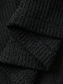 FRIFUL Women's Turtleneck Ribbed Tank Top With Mesh Ruffle Trim Sleeveless Patchwork T-Shirt - Black - View 3