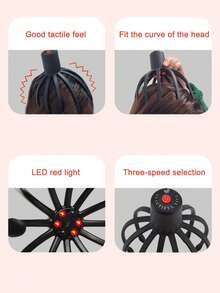 Teckwe Electric Scalp Massager 3 Modes, Cordless Portable Head Scratcher For Stress Relax, 360 Degree Head Massager - Black - View 2