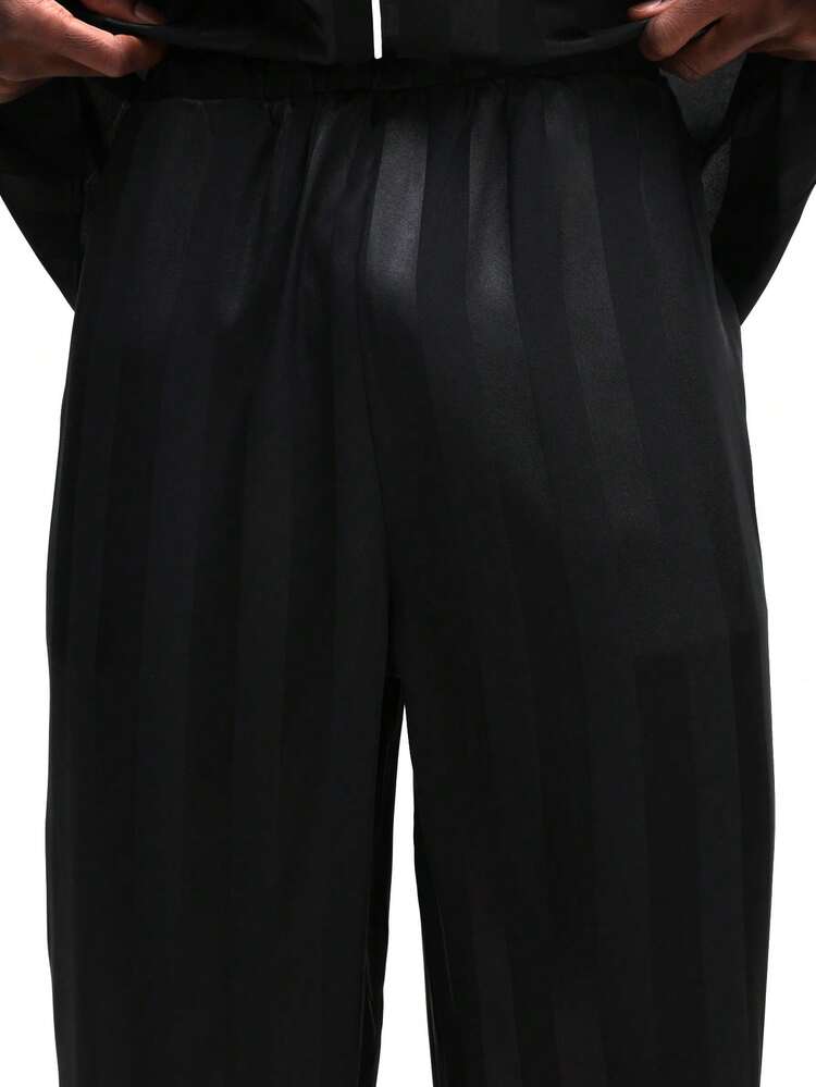 Button-Down Pajama Set With Contrast Piping