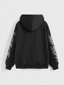 ROMWE Grunge Punk Punk Eye Glitter Music Festival Slogan Loose Fit Black Print Sweatshirt For Women