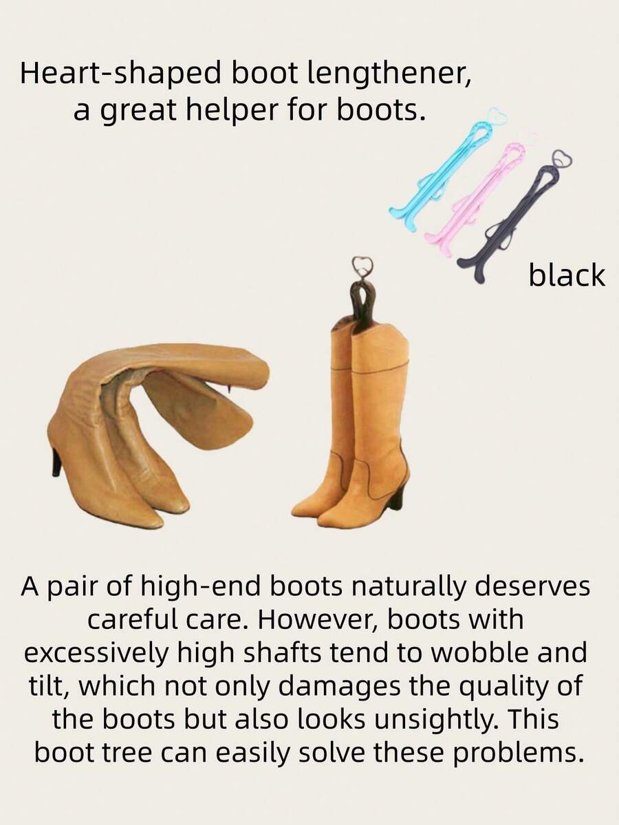 Long Boot Height Boot Stand Premium Plastic Boot Stretcher For Boot Storage Organizer Waterproof Boot Holder Boot Rack Shoe Care Accessories Travel - Black - View 1