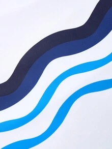 SHEIN 2pcs Tween Boy Casual Vacation Pattern Long Sleeve Swimsuit And Swim Trunks Set - Multicolor - View 6