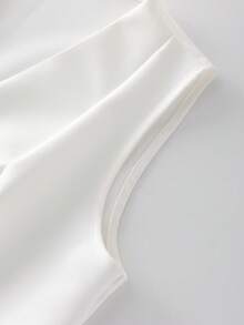 Franclia 女士双排扣优雅纯色时尚薄款西装背心 - 白色 - 查看 3