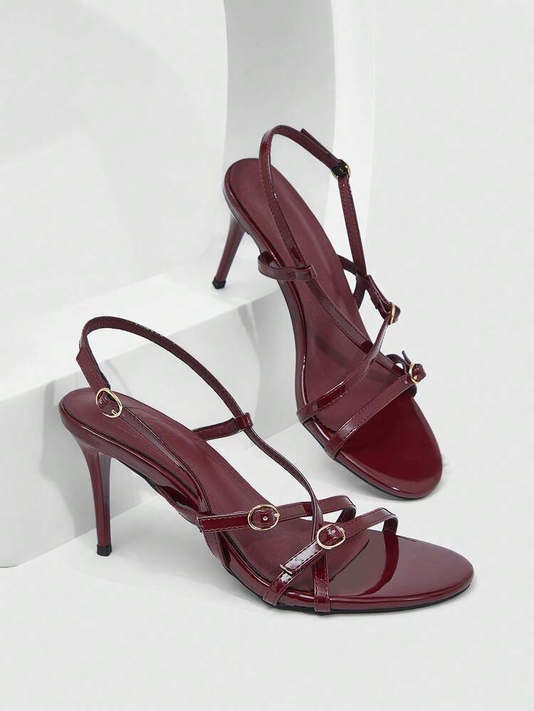 CUCCOO SZL Fashionable, Elegant And Sexy Red Button High Heel Sandals Prom Heels