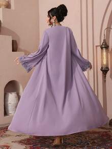 Al Najma Elegant & Graceful Fitted Romantic Purple Women's Abaya - Purple - View 2