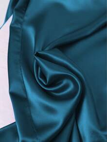 Franclia 大码缎面抽绳系腰直筒裤 - 水鴨藍 - 查看 6