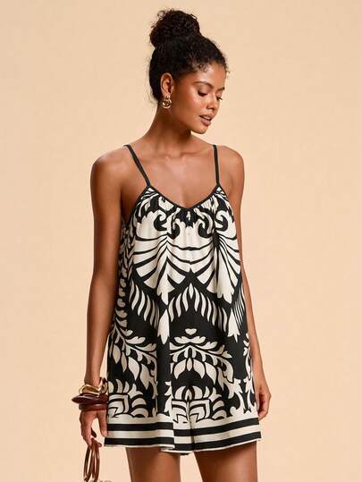 Travachic Vacation Printed Sleeveless Jumpsuit For Women,Vacation Casual Terno Outfit For Women,Summer Holiday Outfits,Spring Break Outfits,Party Outfit,Beach Outfit,Spring Clothing,Valentine's Day,Valentine Outfits For Women,Carnival Costume,Elegant,Floral,Valentine's Day Jumpsuit,Wedding Guest Jumpsuit For Women,Birthday Jumpsuit,Going Out Top,Party Jumpsuit,Elegant Jumpsuit For Women,Red Floral Dress,Summer Dress,Carnival Costume