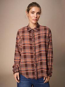Maija Camisa de manga larga a cuadros casual para ir al trabajo, otoño - Multicolor - Ver 2