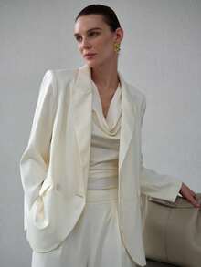 MOTF PREMIUM WOMEN'S MINIMALIST RELAXED FIT ALL-MATCH BLAZER, SPRING/SUMMER - Apricot - View 6