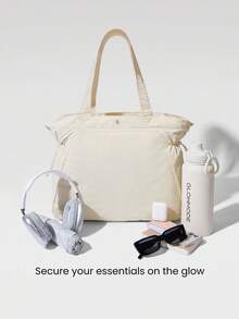 GLOWMODE 18升尼龙拉链口袋手提包，适合沙滩旅行、日常休闲旅行。 - 米白色 - 查看 3