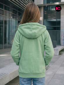 Big City Sudadera Juvenil Niña de Moda Casual Con Interior y Gorro Peluche - verde menta - Ver 4