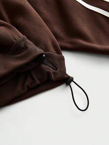 ESTAVOR 男士抽绳拉链口袋长袖连帽卫衣 - 棕色 - 查看 5