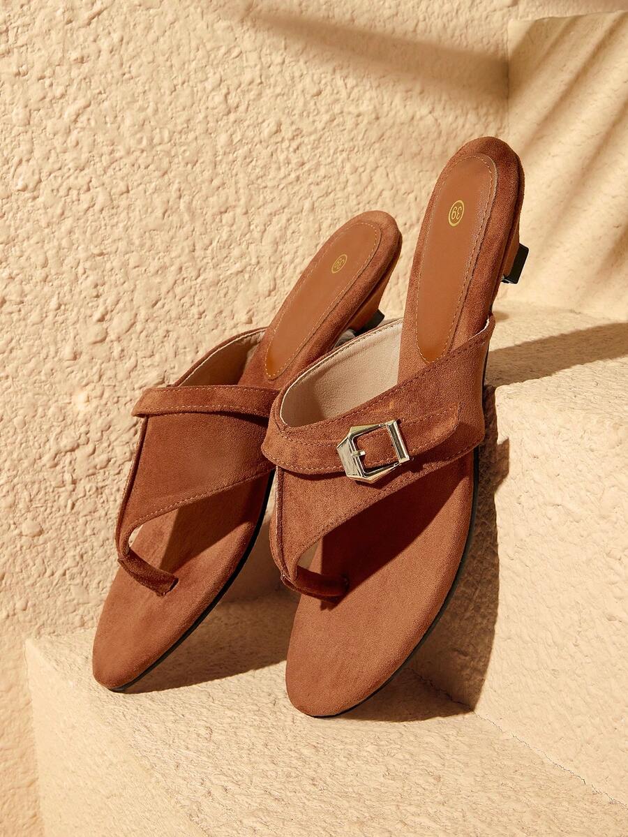 HighSole French Flip-Flops Women Wear New Sandals And Slippers With Low Heels And Toes In Summer. - Brown - View 1