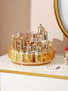 1 PC Large Capacity 360 Degree Rotating Adjustable DIY Plastic Simple Transparent Spinning Organizer Rack Bathroom Vanity Desktop Display Storage Shelf Multi-Scene Home Organization Countertop Decor - Multicolor - View 13