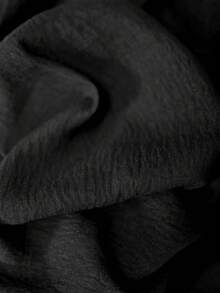 Al Najma 女士优雅端庄撞色蕾丝贴花喇叭袖宽松阿拉伯长袍 - 黑色 - 查看 9