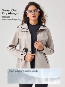 OutZeal Women Water-Resistant Windproof Adjustable Belt Zip Pocket Outdoor Jacket Hiking Camping Fall Winter