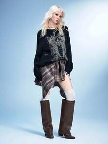Sugerpunk Women's Fashion Commuter Studded Decor High Heel Buckle Ankle Boots Valentine's Day - Coffee Brown - View 2