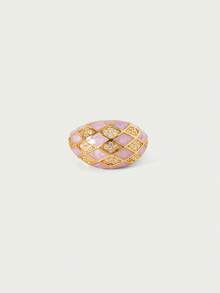 Glisma Women's Single Ring,Premium/Old Money/Classy,18K Gold-Plated,Sexy/Vintage,For Mom/Women/Girl/Mother,Summer/Beach/Prom/Party,Layered/Gemstone/Beaded/Crystals - Pink - View 4