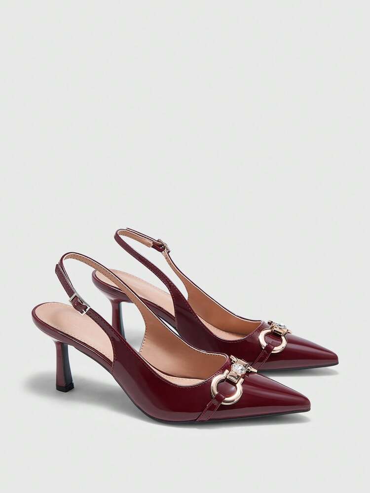 CUCCOO BIZCHIC Women's Pointed Toe Buckle Design Everyday Versatile Fashion High Heels Valentine's Day