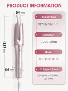 SHEGLAM HAIR 丘比特魅力自動捲髮棒，19毫米美規插頭，10分鐘快速捲髮，60秒快速預熱，3檔可調溫度，心形開關，8秒智能定時器，快速自動捲髮，增強光澤並保護秀發，適合中長髮。
