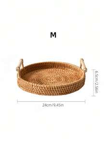 1 Bandeja de almacenamiento grande de dos niveles hecha a mano de ratán y bambú trenzado de estilo vietnamita, de color natural, estilo japonés, cesta de frutas, plato para desayuno, brunch, fiesta, decoración del hogar, regalo de boda, campo, cocina rústica - Camel - Ver 4