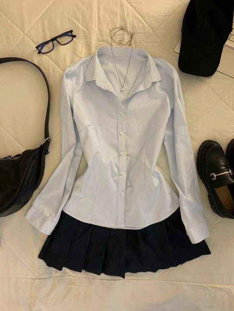 Glimmora 修身白色衬衫 - 灰色 - 查看 1