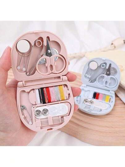 1 Set Mini Travel Sewing,Beginners, Travelers, Hotels, Charity And Homeless, Compact, Lightweight, Easy To Use (Random Accessory Color)