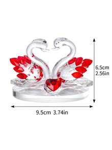 1 Piece Of Red Crystal Swan Statue Decoration, Glass Swan Statue Paperweight, Suitable For Birthday Parties, Weddings, Room Decoration, Graduation Gifts, Halloween/Christmas Gifts - Red - View 6